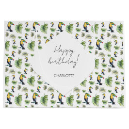 Bolsa De Regalo Grande Ilustracion acuático Toucan Exotic Monstera