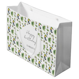 Bolsa De Regalo Grande Ilustracion acuático Toucan Exotic Monstera