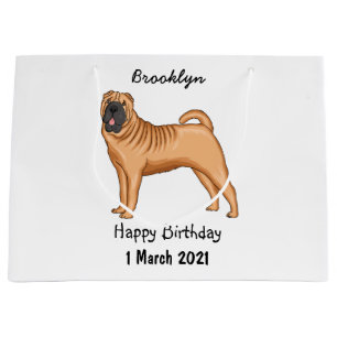 Bolsa De Regalo Grande Ilustracion chino de personalizado de perro Shar-P