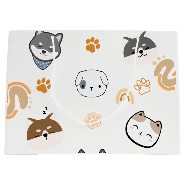 Bolsa De Regalo Grande Ilustracion de animales blancos y marrones - Appl  (Anverso)