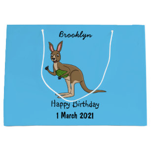 Bolsa De Regalo Grande Ilustracion de canguro australiano bastante feliz