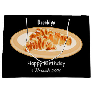 Bolsa De Regalo Grande Ilustración de dibujos animados de croissant