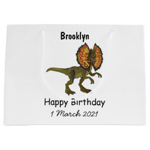 Bolsa De Regalo Grande ilustración de dibujos animados de Dilophosaurus
