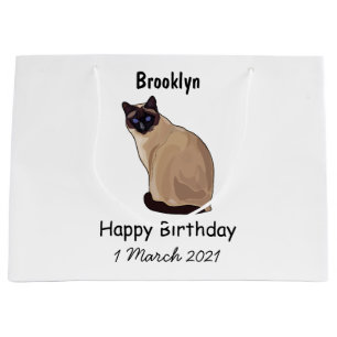 Bolsa De Regalo Grande ilustración de dibujos animados de gato siamés