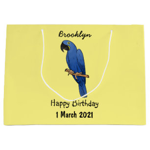 Bolsa De Regalo Grande Ilustración de dibujos animados de guacamayo jacin