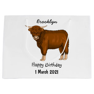 Bolsa De Regalo Grande Ilustración de dibujos animados de vaca de las Hig