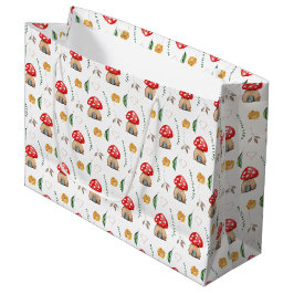 Bolsa De Regalo Grande Ilustracion de hongos rojos cúrcules acuarela