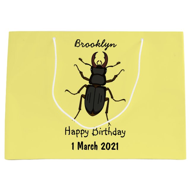 Bolsa De Regalo Grande Ilustración de insecto escarabajo ciervo volante (Anverso)