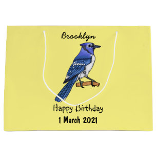 Bolsa De Regalo Grande Ilustracion de personalizado de ave azul jay