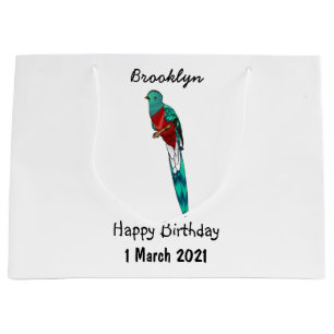 Bolsa De Regalo Grande Ilustracion de personalizado de aves quetzales res