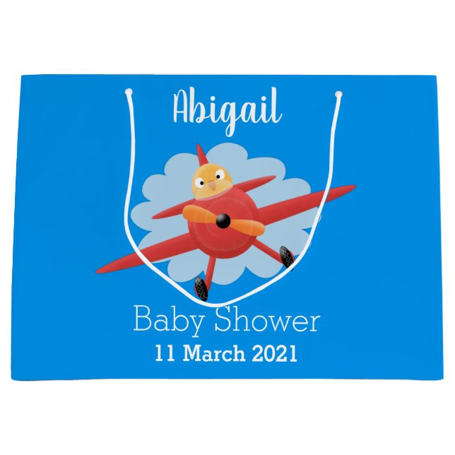 Bolsa De Regalo Grande Ilustracion de personalizado de avión rojo que vue (Anverso)