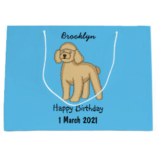 Bolsa De Regalo Grande Ilustracion de personalizado de caniche marrón fel