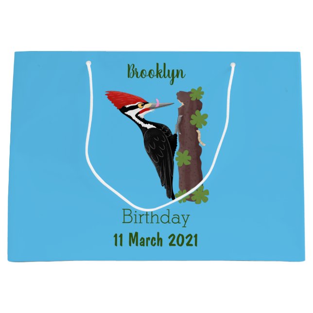 Bolsa De Regalo Grande Ilustracion de personalizado de pájaros carpintero (Anverso)