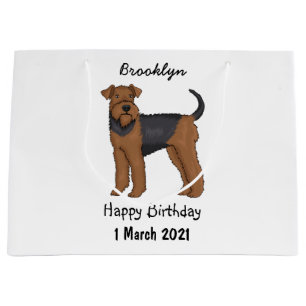 Bolsa De Regalo Grande Ilustracion de personalizado de perro Airedale ter