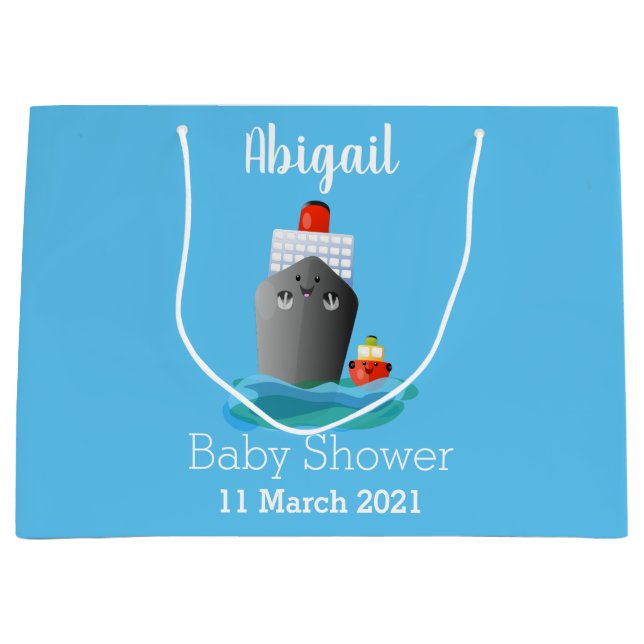 Bolsa De Regalo Grande Ilustracion de personalizado de remolcador de barc (Anverso)