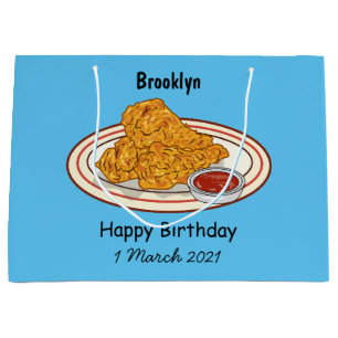 Bolsa De Regalo Grande Ilustracion de pollo frito personalizado