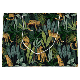 Bolsa De Regalo Grande Ilustración de selva de leopardos sin costuras