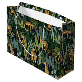 Bolsa De Regalo Grande Ilustración de selva de leopardos sin costuras