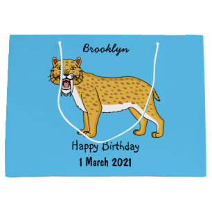 Bolsa De Regalo Grande Ilustracion de tigre con dientes de saber
