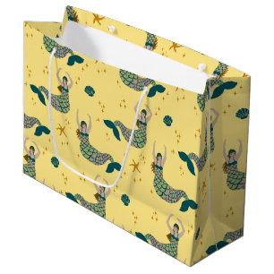 Bolsa De Regalo Grande Ilustracion del tema de la sirena de la sirena mod