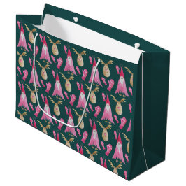 Bolsa De Regalo Grande Ilustración en Acuarela de Gnomo de Invierno y Ren