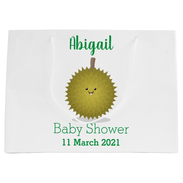 Bolsa De Regalo Grande Ilustracion feliz personalizado duriano (Anverso)