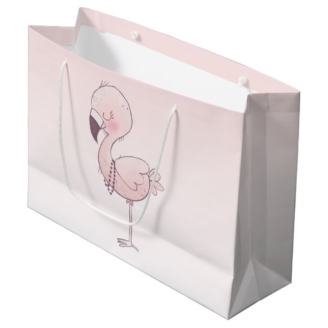 Bolsa De Regalo Grande Ilustracion Flamingo Rosa (Angulo Anverso)
