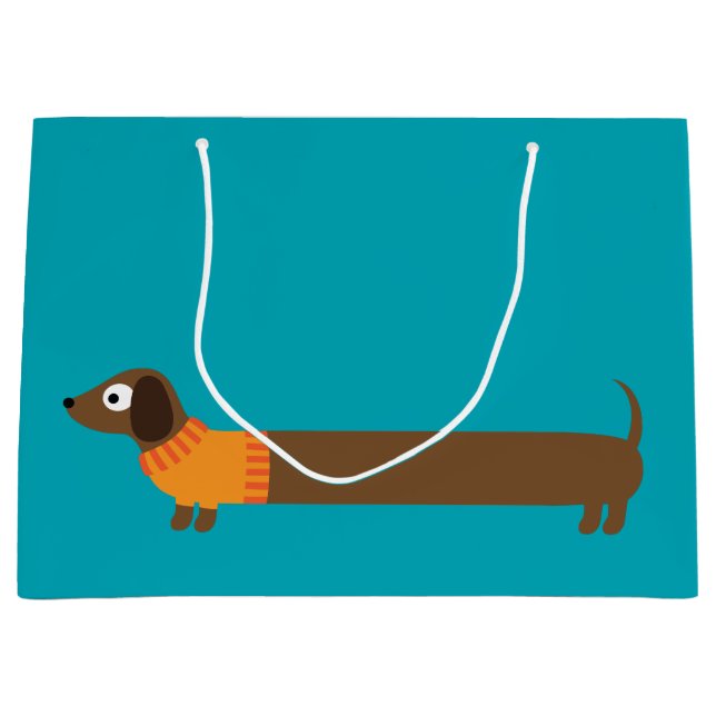 Bolsa De Regalo Grande Ilustracion largo lindo del Dachshund (Anverso)