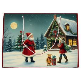 Bolsa De Regalo Grande Ilustracion navideño vintage
