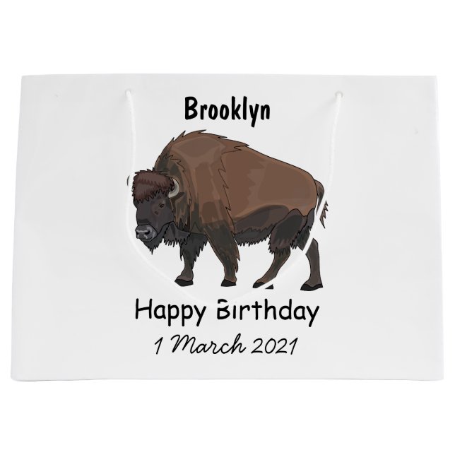 Bolsa De Regalo Grande Ilustracion personalizado Bison (Anverso)