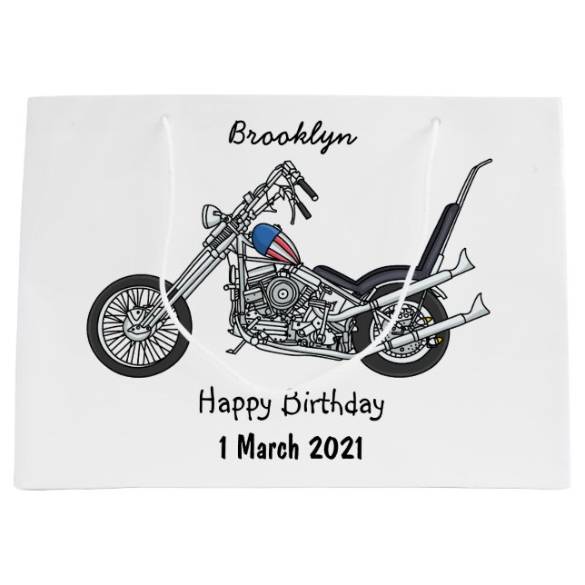 Bolsa De Regalo Grande Ilustracion personalizado Chopper Motorcycle 1950 (Anverso)
