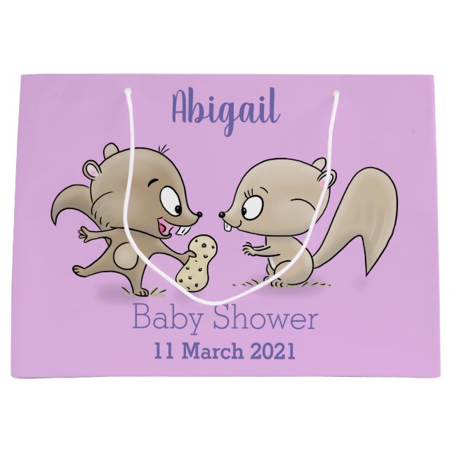 Bolsa De Regalo Grande Ilustracion personalizado de ardillas graciosas (Anverso)