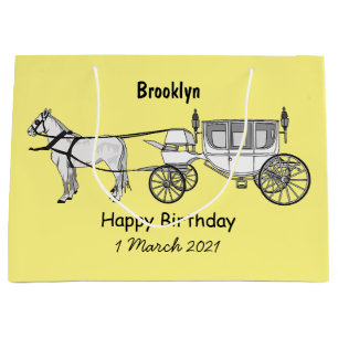 Bolsa De Regalo Grande ilustracion personalizado de caballos y carruajes