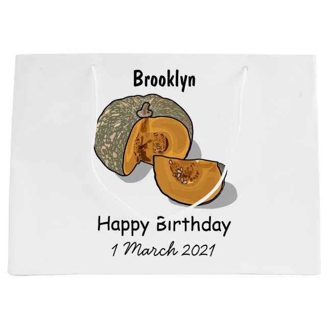 Bolsa De Regalo Grande Ilustracion personalizado de calabaza (Anverso)