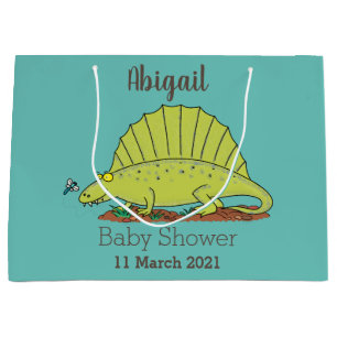 Bolsa De Regalo Grande Ilustracion personalizado de dimetrodon verde lind