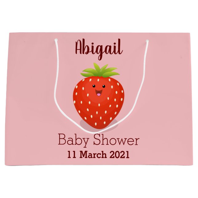 Bolsa De Regalo Grande Ilustracion personalizado de fresa cute kawaii (Anverso)
