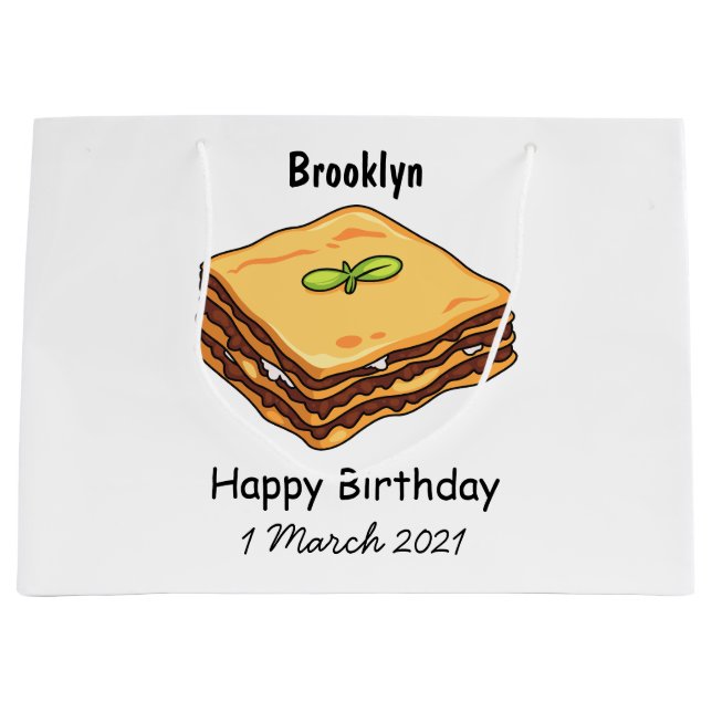 Bolsa De Regalo Grande Ilustracion personalizado de Lasagna (Anverso)