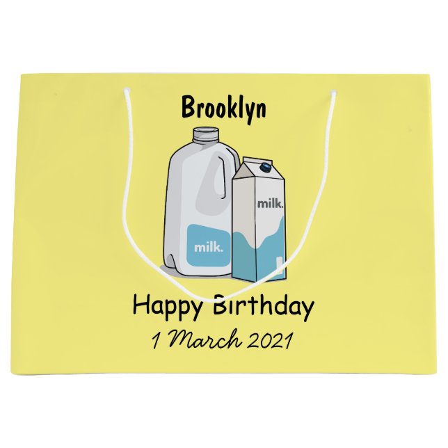Bolsa De Regalo Grande Ilustracion personalizado de leche (Anverso)