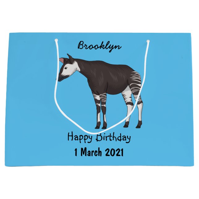 Bolsa De Regalo Grande Ilustracion personalizado de Okapi (Anverso)