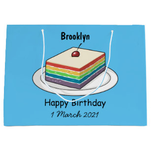 Bolsa De Regalo Grande Ilustracion personalizado de pastel de arcoiris