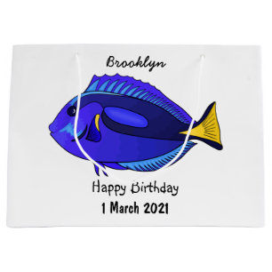 Bolsa De Regalo Grande Ilustracion personalizado de pescado tang azul