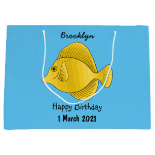 Bolsa De Regalo Grande Ilustracion personalizado de pescado tango amarill
