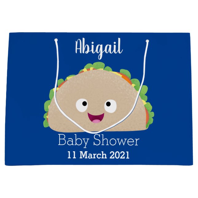 Bolsa De Regalo Grande Ilustracion personalizado de taco alegre sonriente (Anverso)