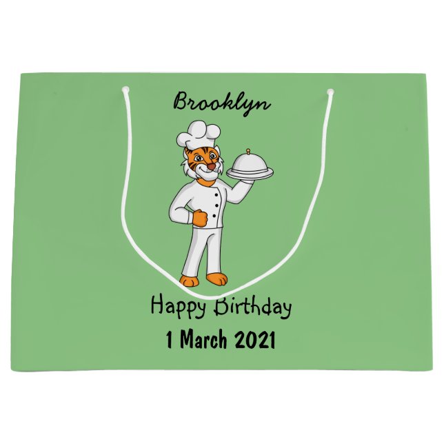 Bolsa De Regalo Grande Ilustracion personalizado de tigre gracioso (Anverso)