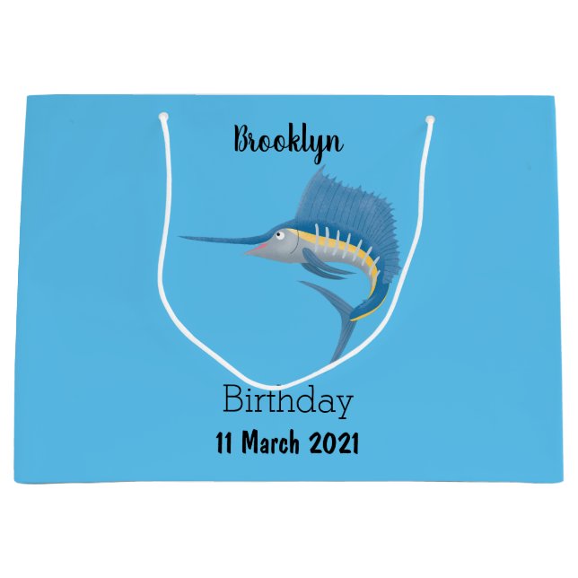 Bolsa De Regalo Grande Ilustracion personalizado divertido de pez espada (Anverso)