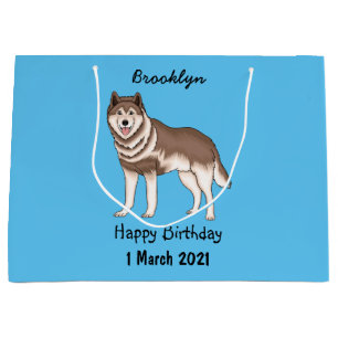 Bolsa De Regalo Grande Ilustracion personalizado husky siberiano