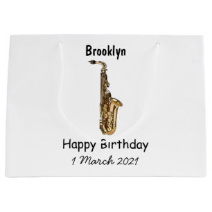 Bolsa De Regalo Grande Ilustracion personalizado saxofón