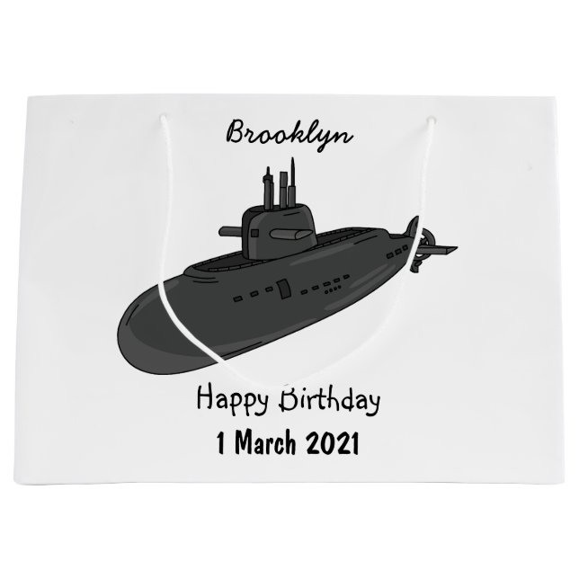 Bolsa De Regalo Grande Ilustracion personalizado submarino (Anverso)