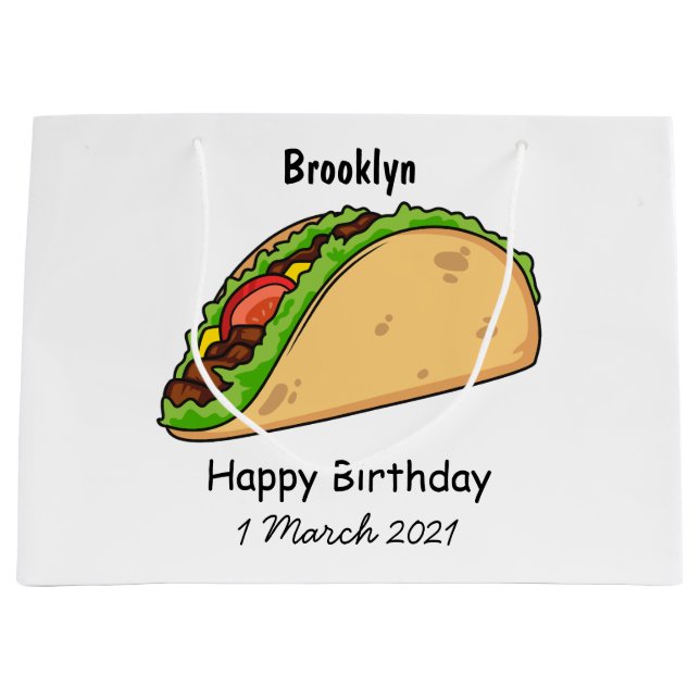 Bolsa De Regalo Grande Ilustracion personalizado Taco (Anverso)