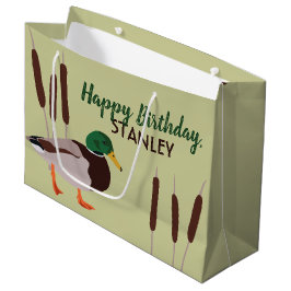 Bolsa De Regalo Grande Ilustracion realista Mallard Duck personalizado